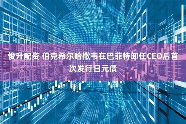 俊升配资 伯克希尔哈撒韦在巴菲特卸任CEO后首次发行日元债